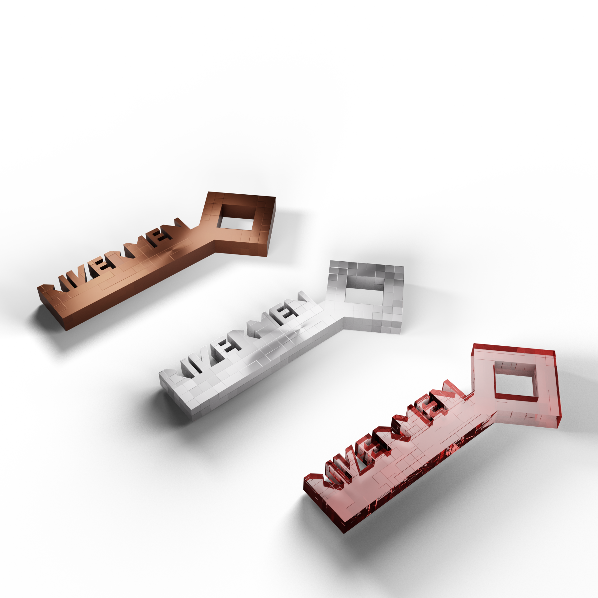 Ruby, silver & Copper Keys